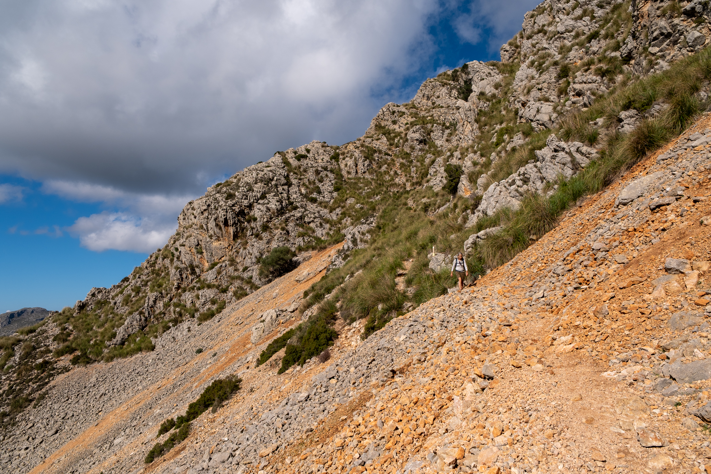 Scree traverse in the Tramuntana